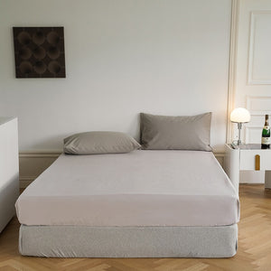 VILZSTUDIOS two-tone solid-color reversible bed sheet with neat edge stitching