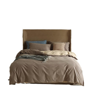 VILZSTUDIOS two-tone solid-color reversible bed sheet with neat edge stitching