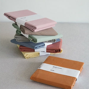 VILZSTUDIOS two-tone solid-color reversible bed sheet with neat edge stitching