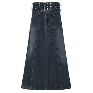 VILZSTUDIOS Belted denim maxi skirt from VILZSTUDIOS