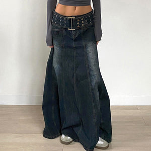 VILZSTUDIOS Belted denim maxi skirt from VILZSTUDIOS