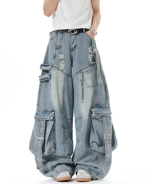 VILZSTUDIOS Stylish cargo denim jeans for streetwear fashion