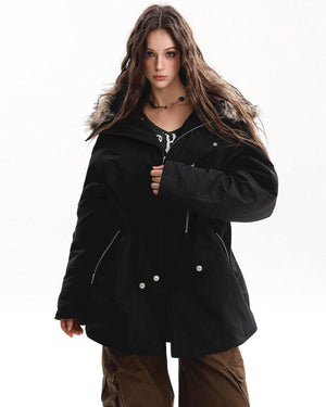 VILZSTUDIOS Fur-trimmed oversized parka for urban fashion