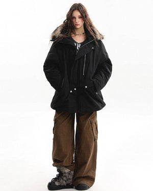 VILZSTUDIOS Fur-trimmed oversized parka for urban fashion