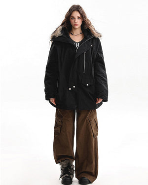 VILZSTUDIOS Fur-trimmed oversized parka for urban fashion