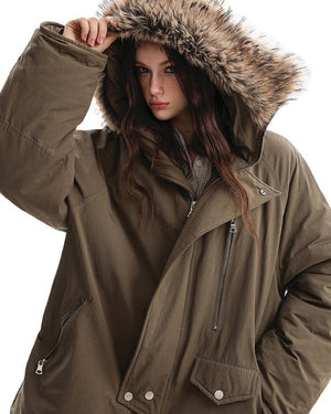 VILZSTUDIOS Fur-trimmed oversized parka for urban fashion