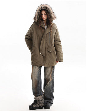 VILZSTUDIOS Fur-trimmed oversized parka for urban fashion