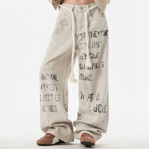 VILZSTUDIOS Urban graffiti denim trousers for streetwear fashion