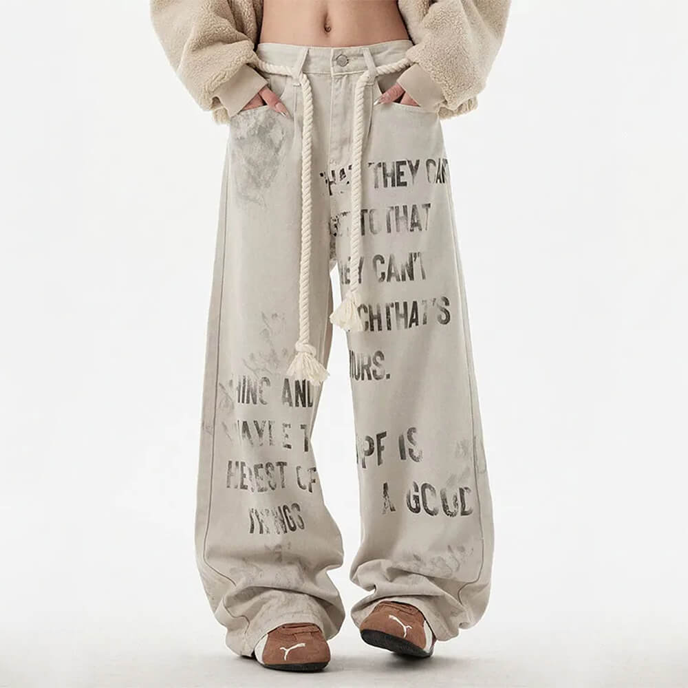 VILZSTUDIOS Urban graffiti denim trousers for streetwear fashion