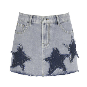 VILZSTUDIOS Stylish denim skirt with star design
