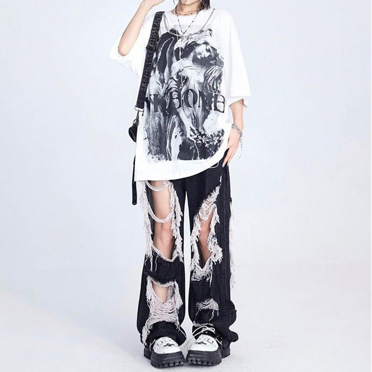 VILZSTUDIOS Worn denim jeans for streetwear style