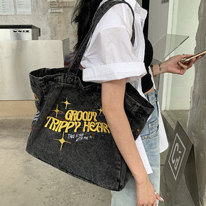 VILZSTUDIOS Trendy denim bag with heart design