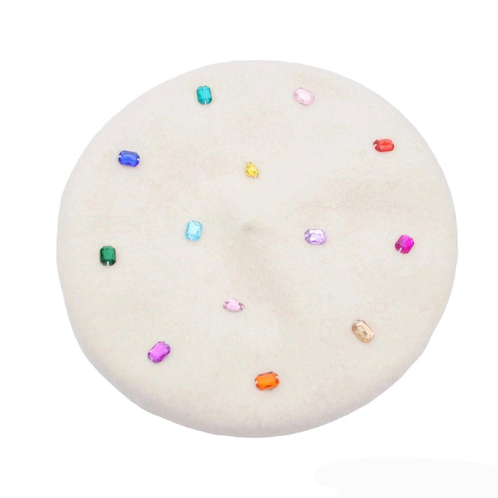 VILZSTUDIOS Rhinestone beret hat for trendy streetwear
