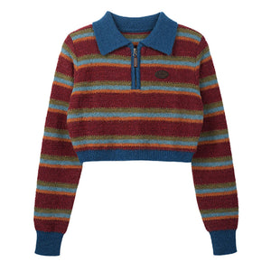 VILZSTUDIOS Vibrant striped cropped knit sweater