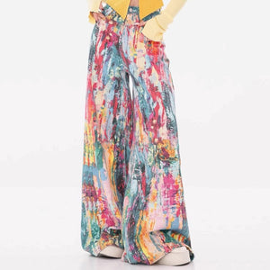 VILZSTUDIOS Wide-leg jeans with watercolor print design