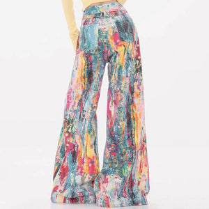 VILZSTUDIOS Wide-leg jeans with watercolor print design