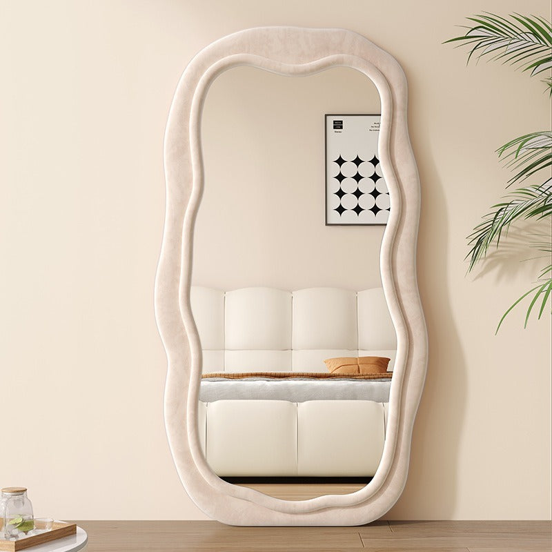 Wavy Velvet Frame Floor Mirror