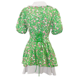 VILZSTUDIOS Floral dress with collar and puff sleeves