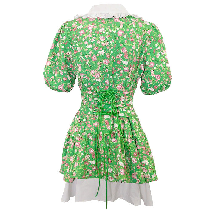 VILZSTUDIOS Floral dress with collar and puff sleeves