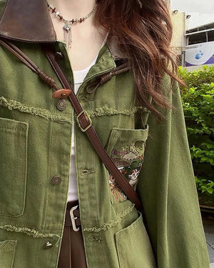 VILZSTUDIOS Embroidered denim jacket with playful designs