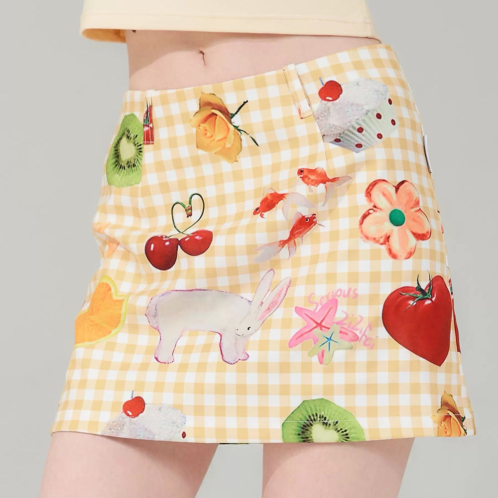 VILZSTUDIOS Whimsical gingham high-waist skirt from VILZSTUDIOS