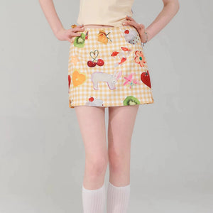 VILZSTUDIOS Whimsical gingham high-waist skirt from VILZSTUDIOS