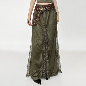 VILZSTUDIOS Lace-slit maxi skirt from VILZSTUDIOS