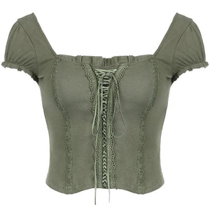 VILZSTUDIOS Lace-up aesthetic crop top for fashion-forward style