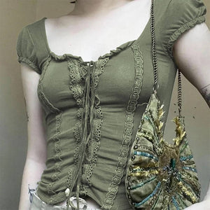 VILZSTUDIOS Lace-up aesthetic crop top for fashion-forward style