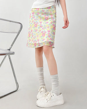 VILZSTUDIOS Whimsical sheer floral print skirt for stylish outfits