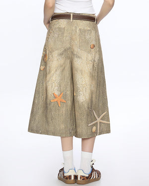 VILZSTUDIOS Wide-leg culottes with unique embroidery and prints