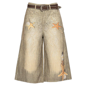 VILZSTUDIOS Wide-leg culottes with unique embroidery and prints