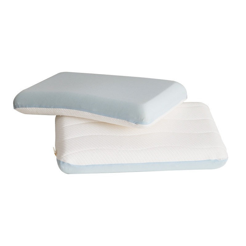 VILZSTUDIOS white and light blue neck pillow with contoured quilting and textured knit top