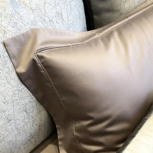 VILZSTUDIOS champagne taupe, blush pink, and silver gray duvet cover set with wide flange borders