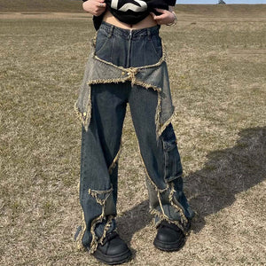 VILZSTUDIOS Wide leg denim jeans with star detailing