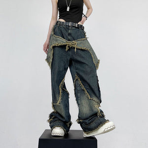 VILZSTUDIOS Wide leg denim jeans with star detailing