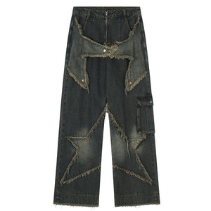 VILZSTUDIOS Wide leg denim jeans with star detailing