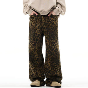 VILZSTUDIOS Wide-leg jeans with leopard print design