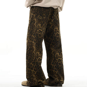 VILZSTUDIOS Wide-leg jeans with leopard print design