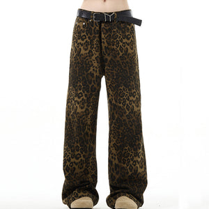 VILZSTUDIOS Wide-leg jeans with leopard print design