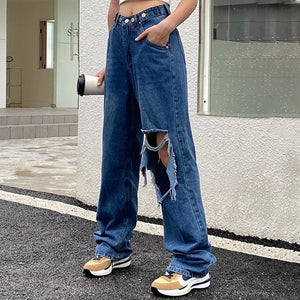 VILZSTUDIOS Worn baggy denim jeans for streetwear fashion