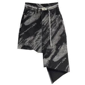 VILZSTUDIOS Y2K bleached black denim asymmetrical skirt