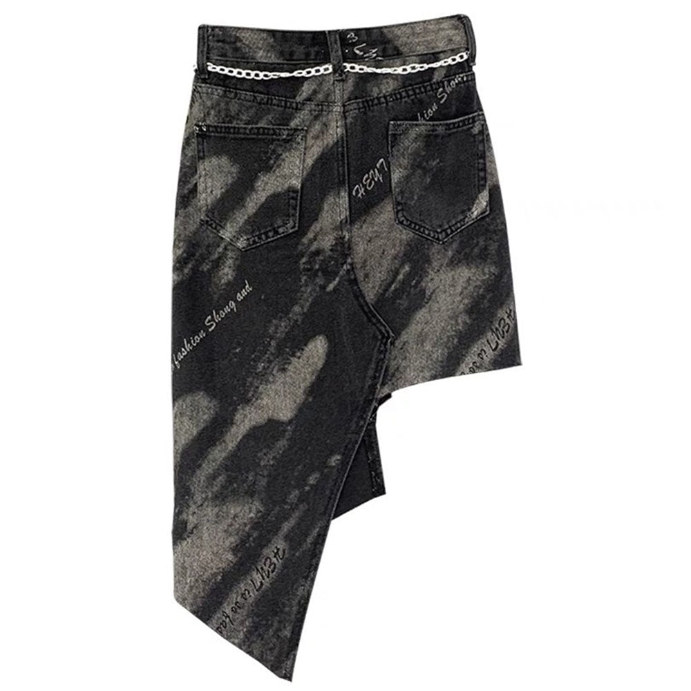 VILZSTUDIOS Y2K bleached black denim asymmetrical skirt