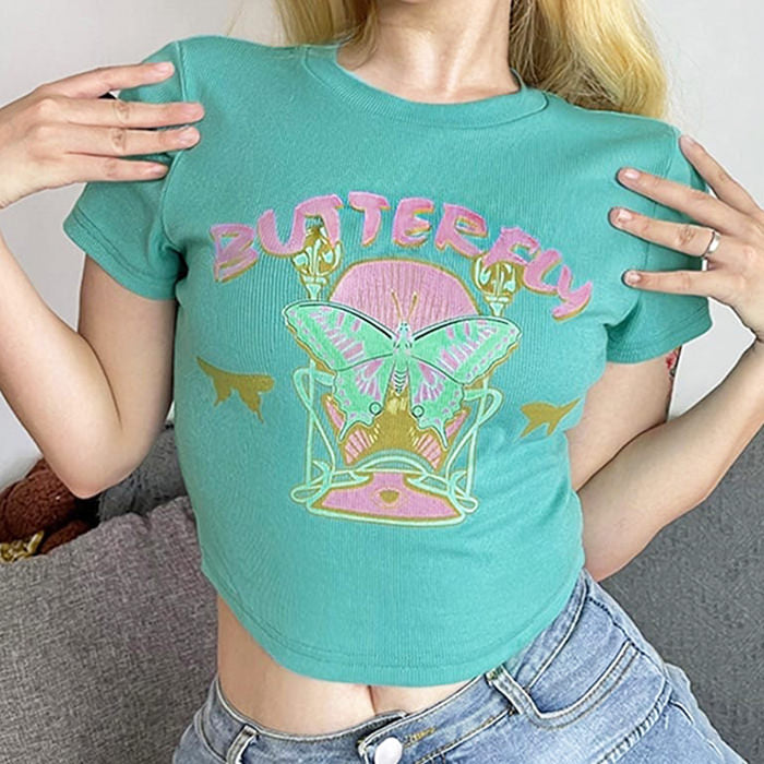 VILZSTUDIOS Y2K butterfly crop top for trendy fashion