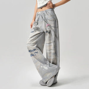 VILZSTUDIOS Y2K chain graphic wide jeans