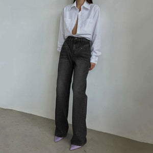 VILZSTUDIOS Stylish wide leg jeans for streetwear fashion