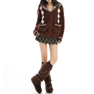 VILZSTUDIOS Cozy argyle cardigan from VILZSTUDIOS