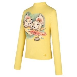 VILZSTUDIOS Stylish long sleeve top with cute kitten print