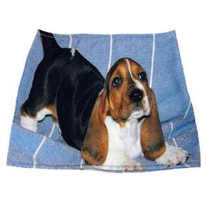 VILZSTUDIOS denim micro skirt with playful puppy print