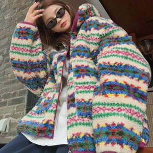 VILZSTUDIOS Stylish multicolor zip-up jacket with oversized sleeves